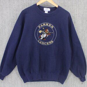 Vintage Mills Crewneck Sweatshirt Mens XL Navy Blue Parker Lancers Embroidered